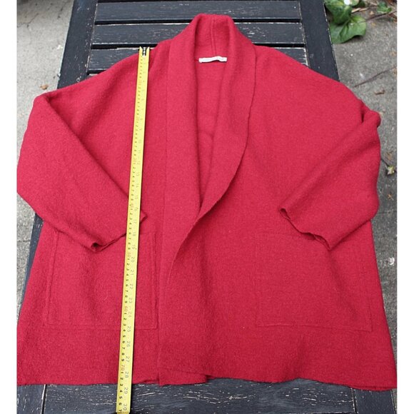 Eva Tralala Paris - Boiled Wool Shawl Collar Jacket - color Red, XL - Picture 4 of 8